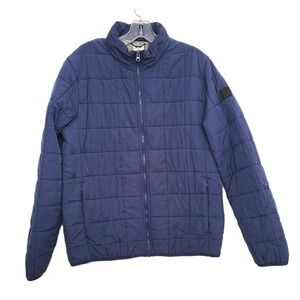 Voyager Navy Blue Quilted Full Zip Jacket MEDIUM Outdoors Utility Warm Basic M